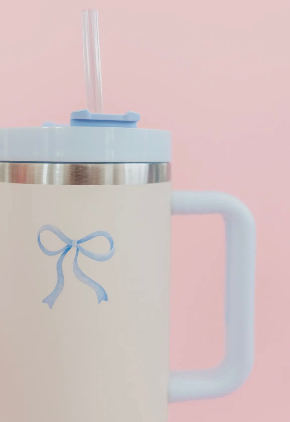 Cream & Blue Bow Tumbler