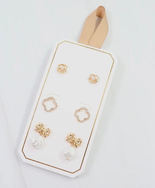 Clover & Pearl Earring Set