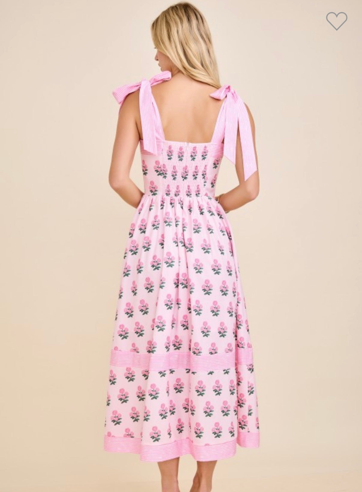 Floral Midi Dress with Tie Shoulder Straps