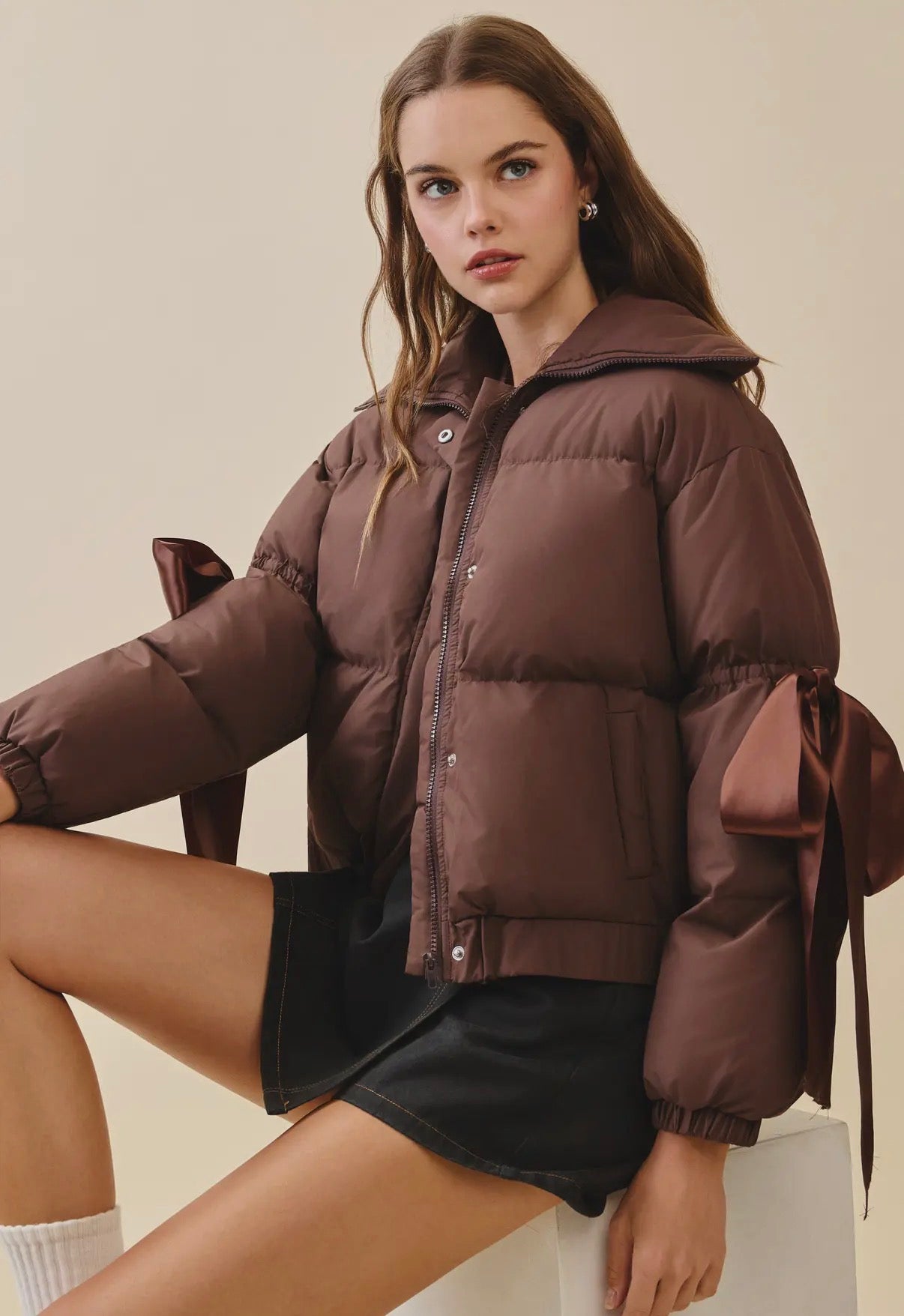 Bow Sleeve Puffer Jacket
