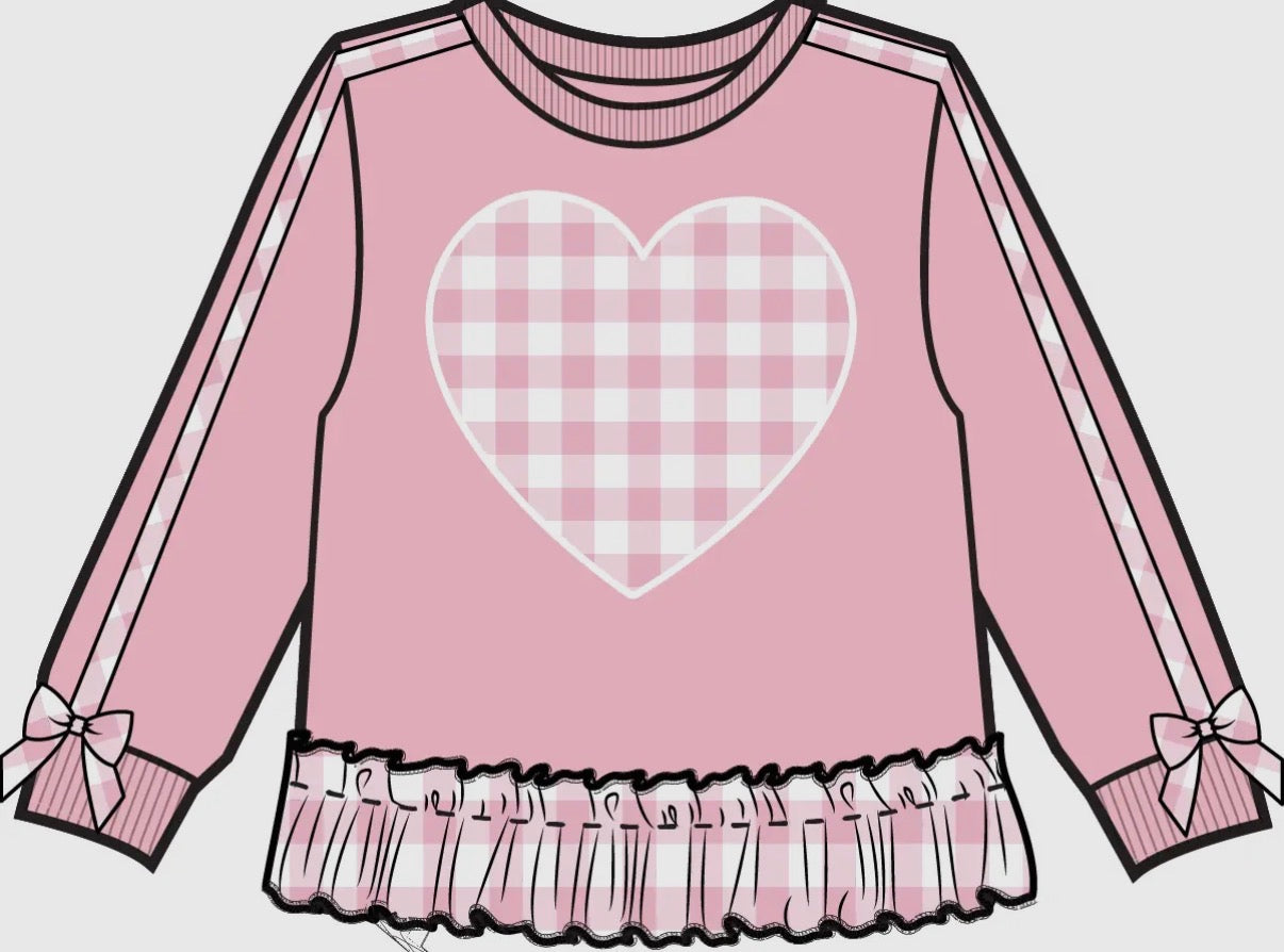 Gingham Pink Bow Sweatshirt