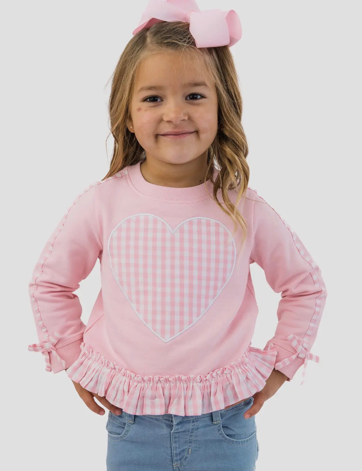 Gingham Pink Bow Sweatshirt