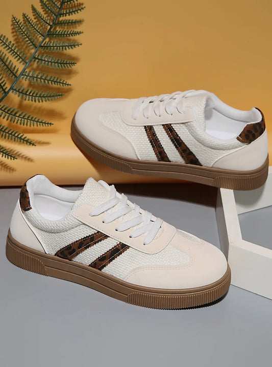 leapord patchwork sneakers